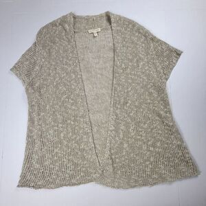 Eileen Fisher Beige Size Large Linen‎ Blend Open Front Cardigan Minimalistic